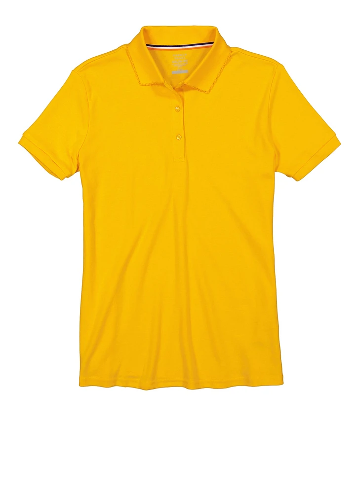 French Toast Girls 16-20 Interlock Polo Shirt, Yellow, Size 18-20