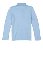 French Toast Girls 16-20 Long Sleeve Interlock Polo Shirt, Blue, Size 18-20H