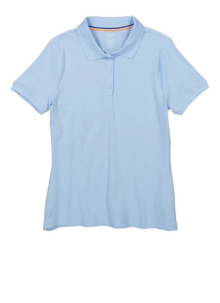French Toast Junior Short Sleeve Pique Polo Shirt, Blue, Size M