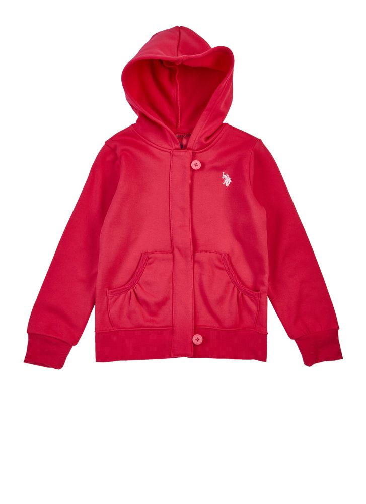 US Polo Girls 7-16 Hooded Zip Sweatshirt, Pink, Size 14-16