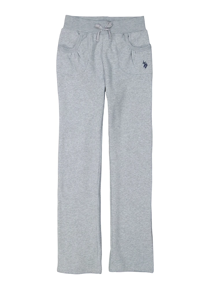 US Polo Girls 7-16 Gym Sweatpants, Grey, Size 7-8