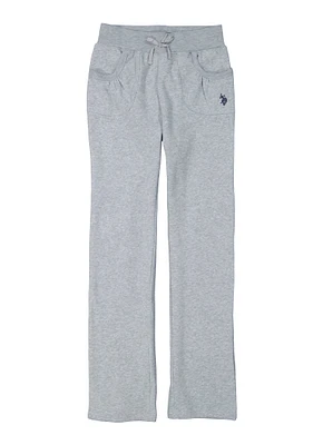 US Polo Girls 7-16 Gym Sweatpants, Grey, Size 7-8