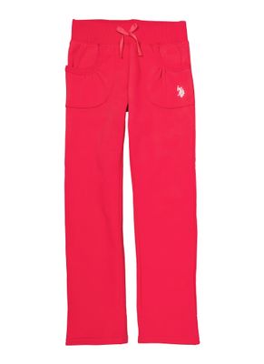 US Polo Girls 7-16 Fleece Gym Sweatpants, Pink, Size 14-16