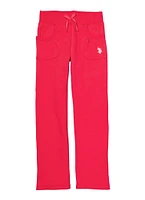 US Polo Girls 7-16 Fleece Gym Sweatpants, Pink, Size 7-8