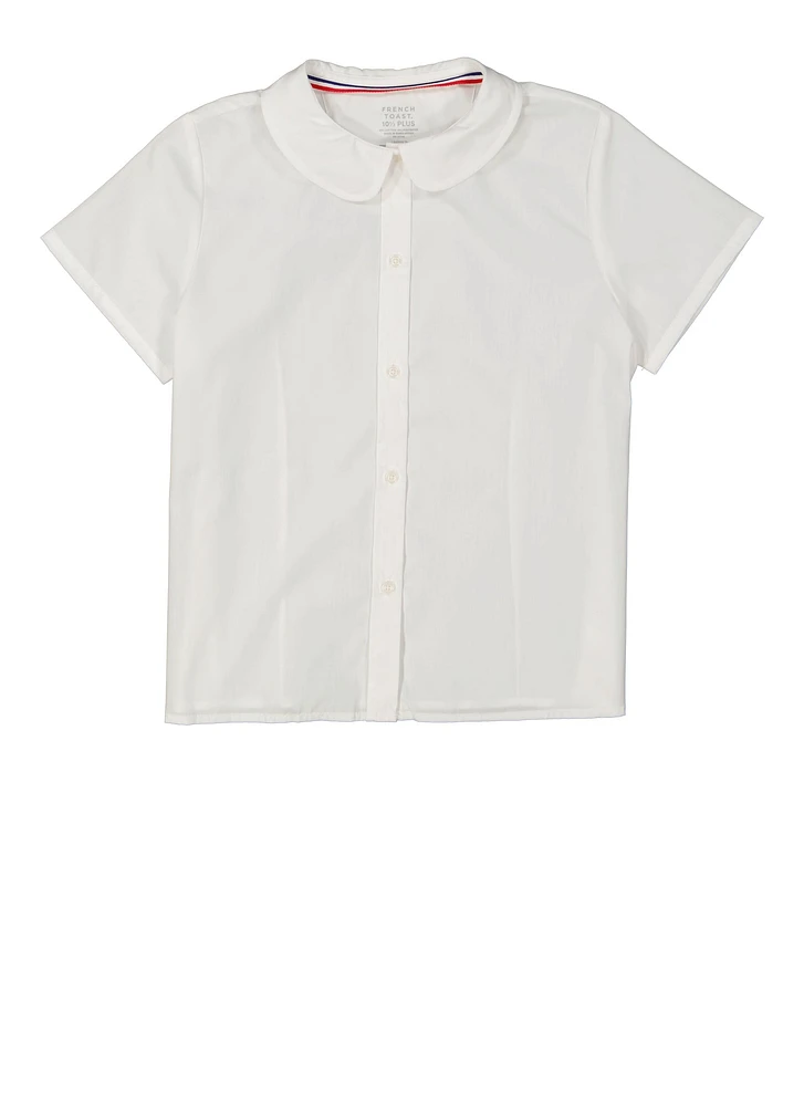 French Toast Girls Plus Size 10.5-20.5 Peter Pan Collar Shirt, White, Size 20.5