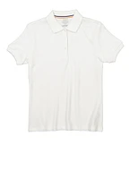 French Toast Girls Plus 10.5-20.5 Solid Picot Collar Polo, White,