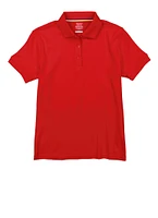 French Toast Girls Plus Size 10.5-20.5 Picot Collar Polo, Red, Size 18-20