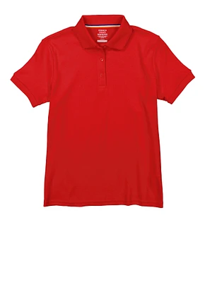 French Toast Girls Plus 10.5-20.5 Picot Collar Polo, Red,
