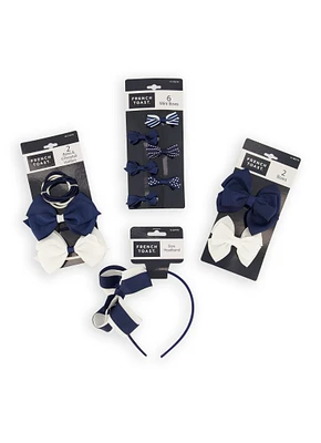 French Toast Girls 4 Pack Headband and Bow Clips, Blue