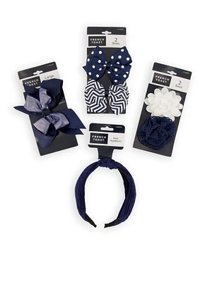 French Toast Girls 4 Pack Hair Clips and Knot Headband, Blue