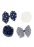 French Toast Girls 4 Pack Hair Clips and Knot Headband, Blue