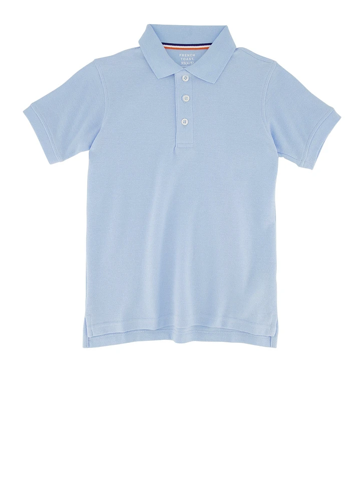 French Toast Boys 4-7 Short Sleeves Pique Polo, Blue, Size 6-7