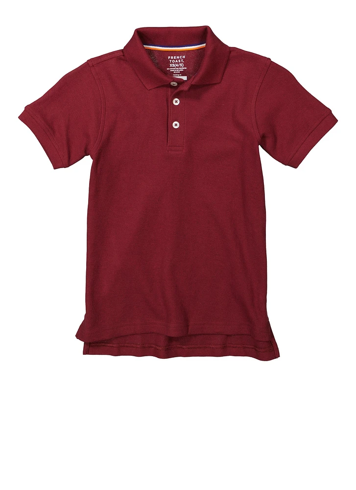 French Toast Boys 4-7 Pique Short Sleeve Polo Shirt, Burgundy,