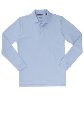 French Toast Boys 4-7 Long Sleeve Pique Polo, Blue, Size XS