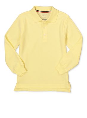 French Toast Boys 4-7 Long Sleeve Pique Polo Yellow Shirt, Yellow, Size 6-7