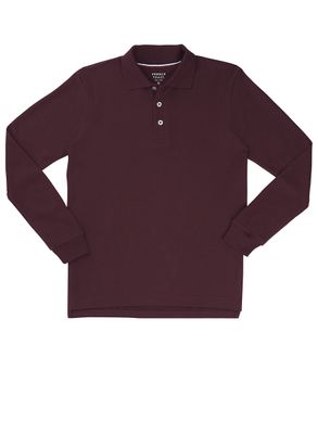 French Toast Boys 4-7 Long Sleeve Pique Polo, Burgundy,