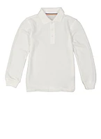 French Toast Boys 4-7 Solid Long Sleeve Pique Polo, White, Size 4-5