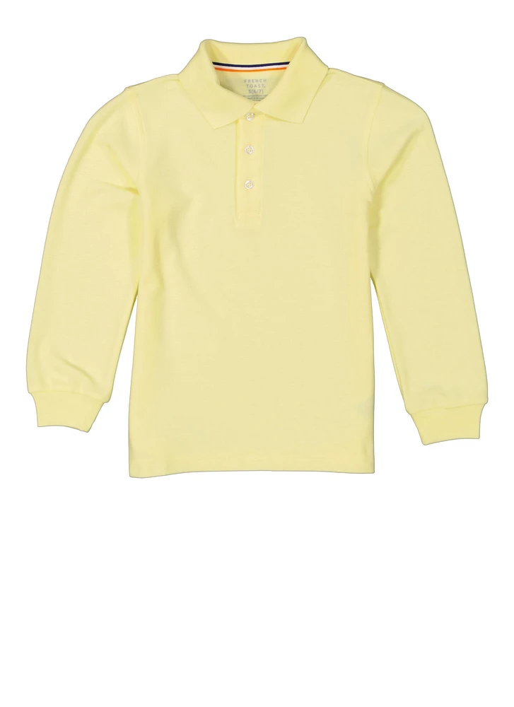 French Toast Boys 4-7 Long Sleeve Polo, Yellow, Size 4-5