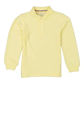 French Toast Boys 4-7 Long Sleeve Polo, Yellow, Size 4-5