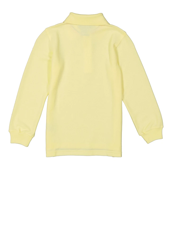 French Toast Boys 4-7 Long Sleeve Polo, Yellow,