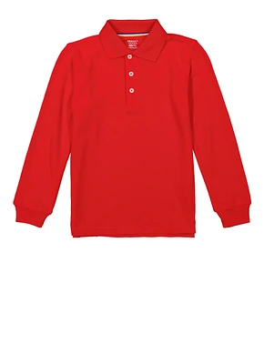French Toast Boys 4-7 Solid Long Sleeve Polo Top, Red, Size 6-7