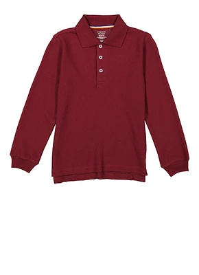 French Toast Boys 4-7 Long Sleeve Solid Polo Shirt, Burgundy, Size 6-7