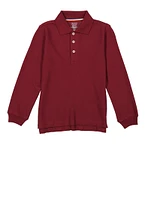 French Toast Boys 4-7 Long Sleeve Solid Polo Shirt, Burgundy, Size 6-7
