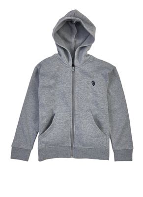 US Polo Boys 4-7 Marled Hooded Zip Sweatshirt, Grey, Size 4