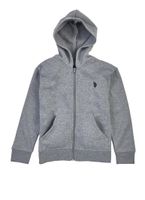 US Polo Boys 4-7 Marled Hooded Zip Sweatshirt, Grey, Size 4