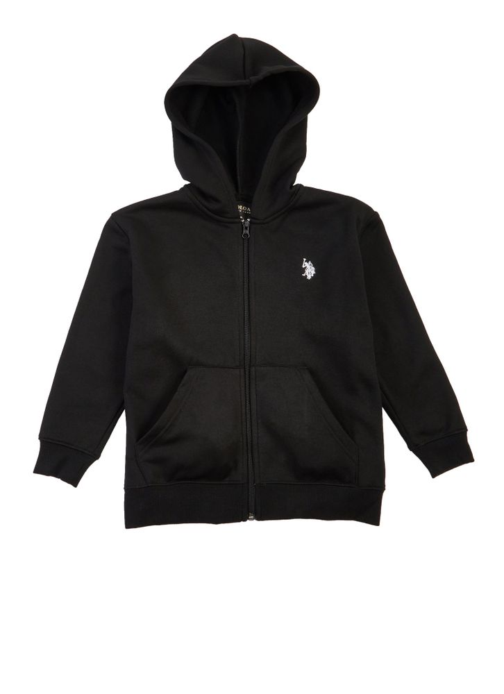 US Polo Boys 4-7 Hooded Sweatshirt, Black, Size 7