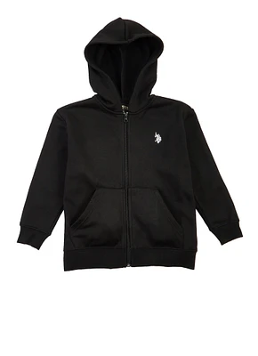 US Polo Boys 4-7 Hooded Sweatshirt, Black, Size 4