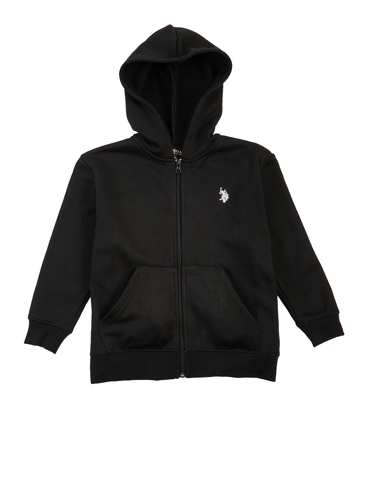 US Polo Boys 4-7 Hooded Sweatshirt, Black, Size 5-6