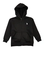 US Polo Boys 4-7 Hooded Sweatshirt, Black, Size 5-6