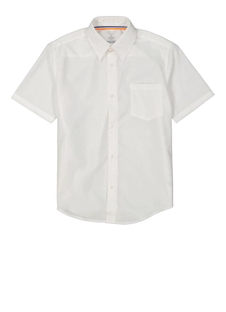 French Toast Boys 8-16 Short Sleeve Shirt, White, Size 14