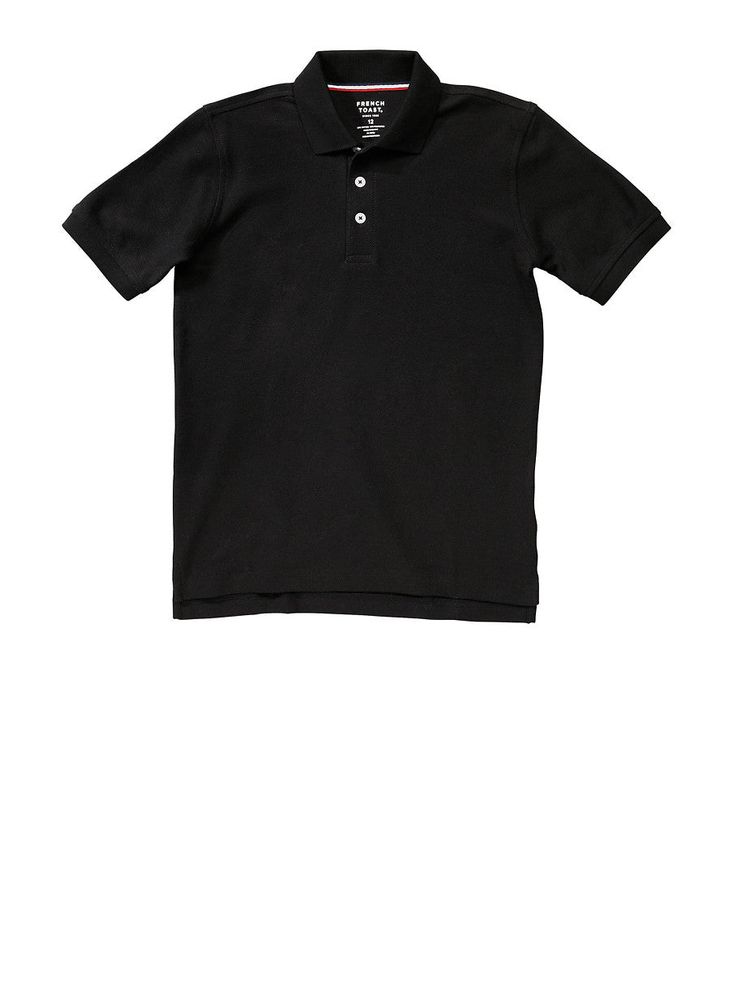 French Toast Boys 8-16 Short Sleeve Pique Polo, Black, Size M