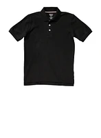 French Toast Boys 8-16 Short Sleeve Pique Polo, Black, Size M