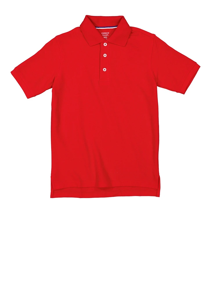 French Toast Boys 8-16 Short Sleeve Pique Polo, Red, Size L
