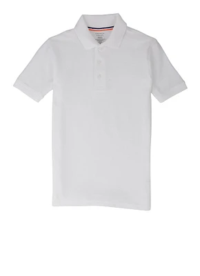French Toast Boys 8-16 Short Sleeve Pique Polo, White, Size 14-16