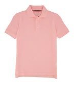 French Toast Boys 8-16 Solid Short Sleeve Polo, Pink,