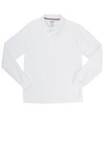 French Toast Boys 8-16 Solid Long Sleeve Pique Polo, White, Size XL