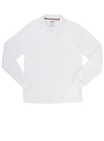 French Toast Boys 8-16 Solid Long Sleeve Pique Polo, White, Size XL