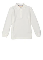 French Toast Boys 8-16 3 Button Long Sleeve Pique Polo, White, Size 14-16