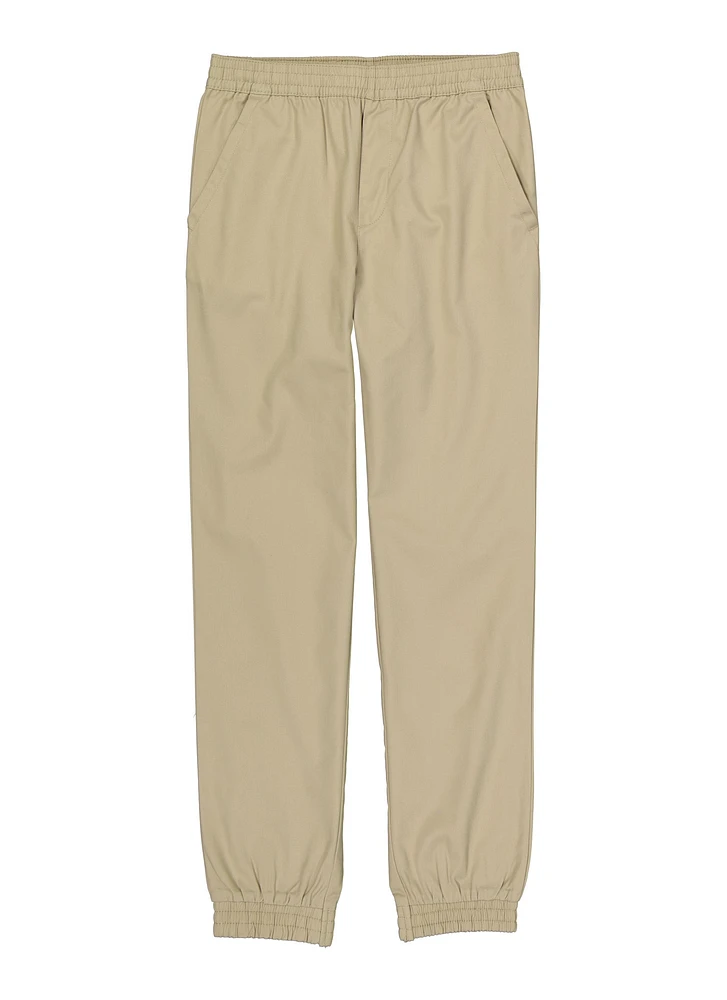 French Toast Boys 8-14 Twill Joggers, Khaki, Size 8