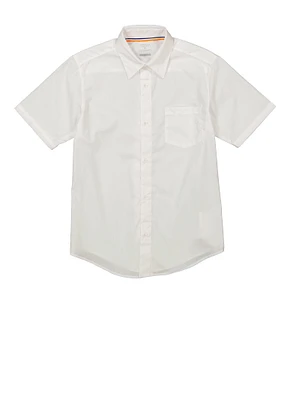 French Toast Boys 16-20 Short Sleeve Button Front Shirt, White, Size 18