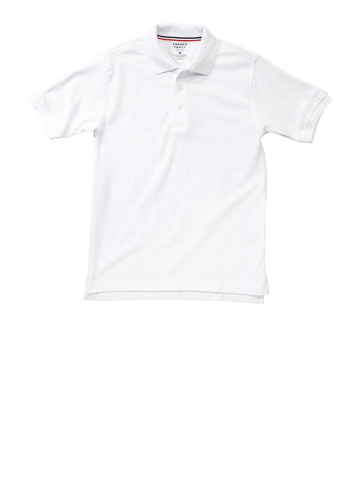 French Toast Boys 16-20 Short Sleeve Pique Polo, White, Size 16