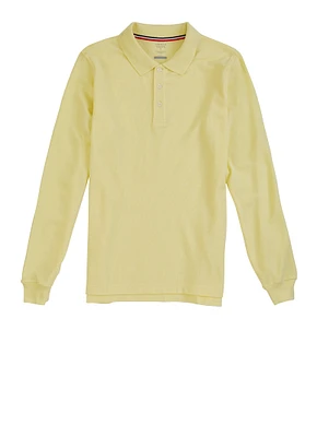 French Toast Boys 16-20 Long Sleeve Polo, Yellow, Size 16