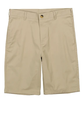 French Toast Boys 16-20 Flat Front Stretch Twill Shorts, Khaki,
