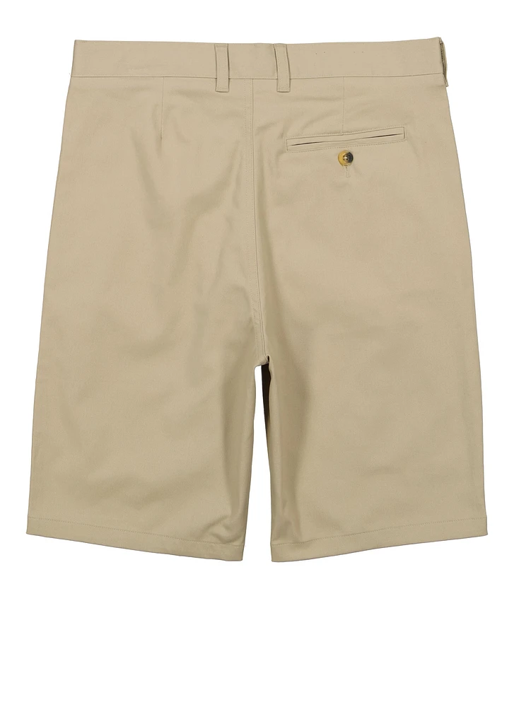 French Toast Boys 16-20 Flat Front Stretch Twill Shorts, Khaki, Size 16