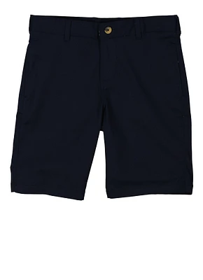 French Toast Boys 10-20 Husky Flat Front Stretch Twill Shorts, Blue, Size 18H