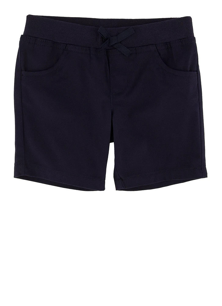 French Toast Girls 4-6x Pull On Stretch Twill Shorts, Blue, Size 6X